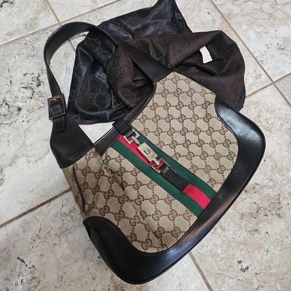 Gucci GG Monogram Supreme Sherry Web Ophidia Jackie Hobo Bag - Picture 12 of 14